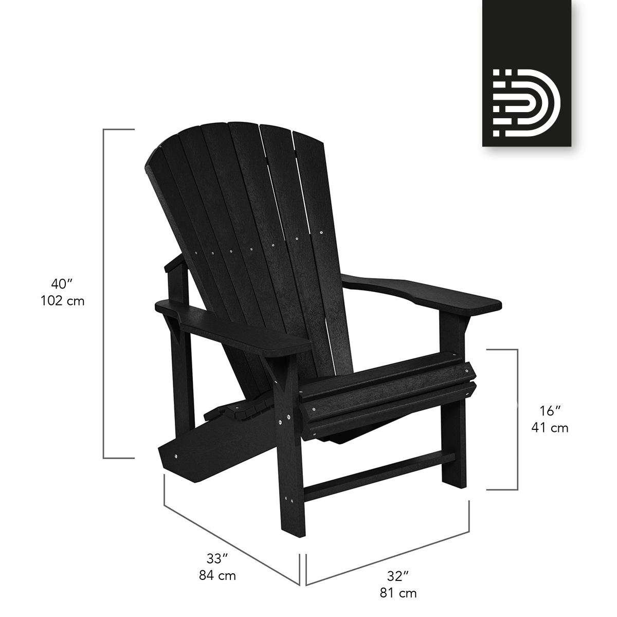  C01 Classic Adirondack Chair - black 14